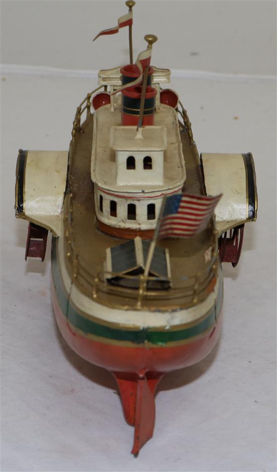 A Carette tinplate model of an American steamer, 14in.